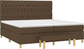 vidaXL Vidaxl - Cama Box Spring Con Colch&oacute;n Tela Marr&oacute;n Oscuro 200x200 Cm