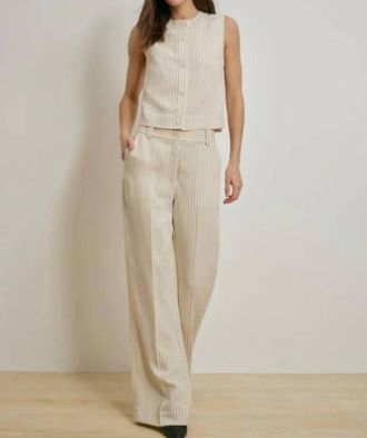 Favorite Daughter Fine Line High Rise Pant In Cream Pinstripe