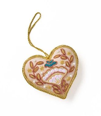 Matr Boomie Larissa Plush Floral Heart Beaded Fabric Ornament - Embroidered in White at Nordstrom