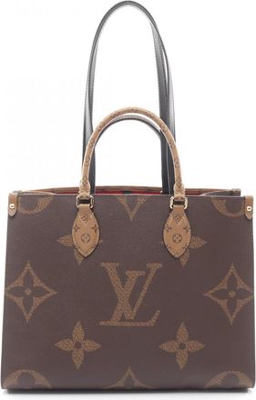 Louis Vuitton Beige Brown Coated Canvas Monogram Reverse Leather Handbag Tote Bag (Pre-Owned)