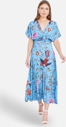 Yumi Bird And Floral Print Midi Dress in Blue at Nordstrom, Size 10