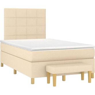 vidaXL Cama Box Spring Con Colch&oacute;n Tela Color Crema 120x190 Cm Vidaxl