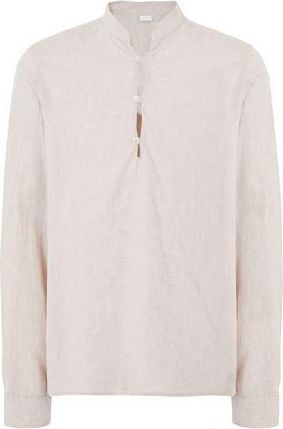 8 by YOOX LINEN-COTTON KOREAN COLLAR L/SLEEVE SHIRT