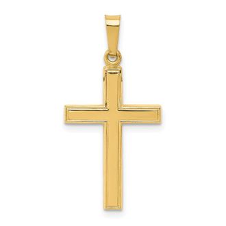 Diamond2Deal 14k Yellow Gold Hollow Cross Pendant