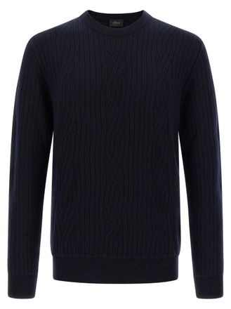 Brioni Blue Ribbed and braid sweater