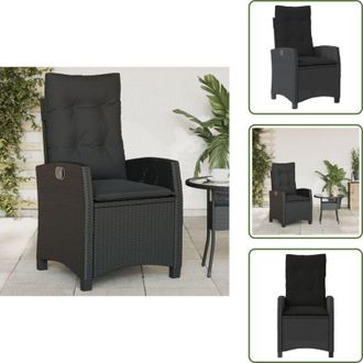 vidaXL Cuscino per schienale - vidaXL Sedia Reclinabile da Giardino con Cuscini Nera in Polyrattan - Poltrona in rattan PE