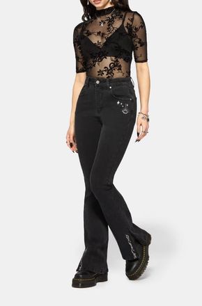 Disturbia Reina Celestial Denim Kick Flare Jean in Black at Nordstrom, Size 16