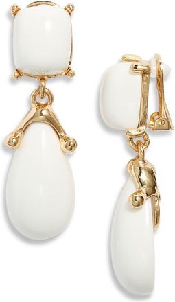 Kenneth Jay Lane Double Drop Clip-On Earrings in White at Nordstrom