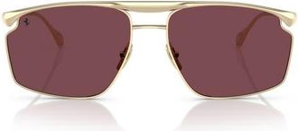 Ferrari 61mm Irregular Sunglasses in Pale Gold /Bordeaux Ce at Nordstrom