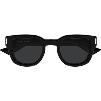 Saint Laurent 49mm Small Round Sunglasses in Black at Nordstrom