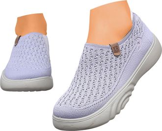 Generic Womens Woven Orthopedic Shoes Slip On Sneakers Women Breathable Mesh Knitted Low Top Arch Support Walking Shoes Lightweight Non-Slip Tennis Running Sp