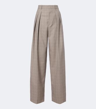 Bottega Veneta Prince of Wales check wool wide-leg pants