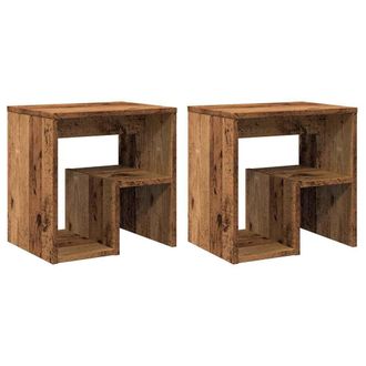 vidaXL Vidaxl - Mesitas De Noche 2 Uds Madera Ingenier&iacute;a Envejecida 40x30x40 Cm