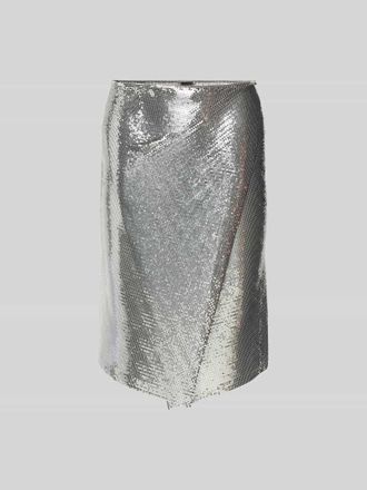 Paco Rabanne Knielanger Rock mit Ziersteinbesatz in Silber, Gr&ouml;&szlig;e 36