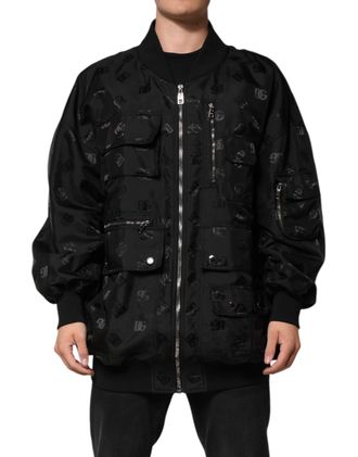 Dolce & Gabbana Black Cargo Windbraker Logo Mania Mens Jacket