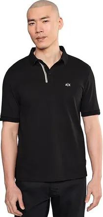 A|X Armani Exchange Cotton Piquet Polo Mens Clothing Black : 2XL