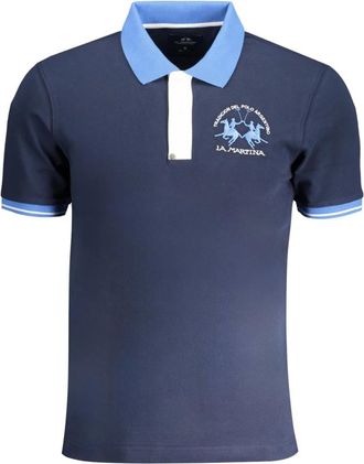 La Martina Tops, Heren, Blauw, 2Xl, Blauw poloshirt met korte mouwen