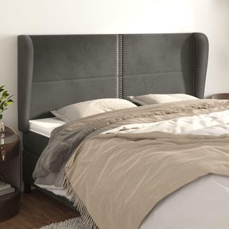 vidaXL Cabecero Con Orejas De Terciopelo Gris Oscuro 163x23x118/128 Cm Vidaxl