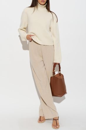 Lanvin Wool Trousers With Straight-leg Cut, Womens, Beige