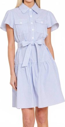Dolce Cabo Stripe Belted Mini Dress In Blue Multi