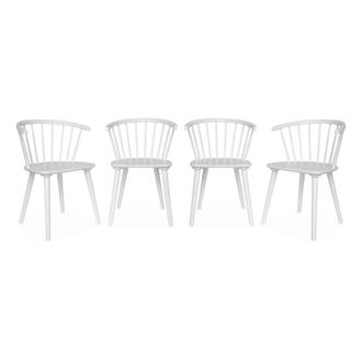 Sweeek Silla de bar de madera, set de 4, blanco