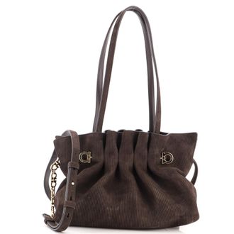 Ferragamo Piercing Shoulder Bag Suede Small
