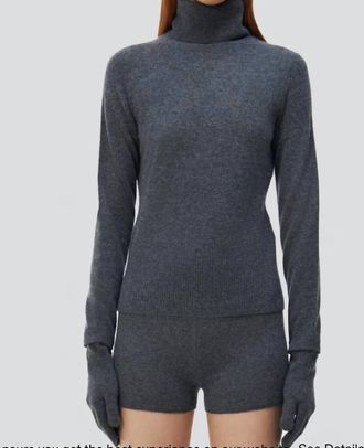 SIMKHAI Dita Gloved Turtleneck Sweater In Charcoal