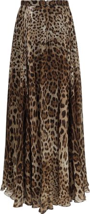 Dolce & Gabbana Womens Leopard-Print Chiffon Skirt Leo New Silk