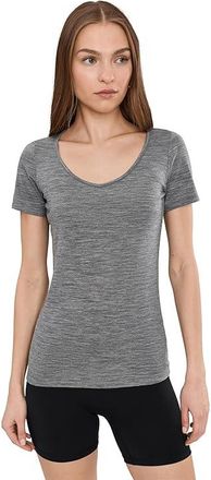 Icebreaker Siren Short Sleeve Sweetheart Womens Clothing Gritstone Heather 1 : XL, Nylon/Wool/Elastane