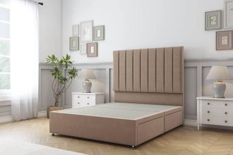 Sloomy Kansas Plush Divan Bed 2 Drawers With 26 Strutted Headboard in Bronze | Size: Double