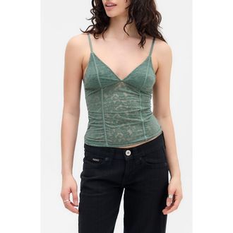 BDG JeTaime Flocked Velvet Camisole in Green at Nordstrom Rack, Size Medium
