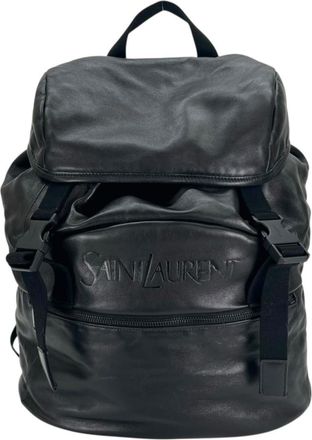 Saint Laurent Black Leather Nylon Backpack (Pre-Owned)