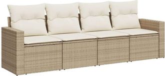 vidaXL Vidaxl - Juego De Sof&aacute;s Jard&iacute;n Con Cojines 4 Pzas Rat&aacute;n Sint&eacute;tico Beige