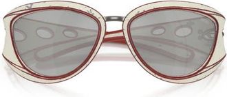 Diesel 61mm Cat Eye Sunglasses in White Brushed Red/silver at Nordstrom