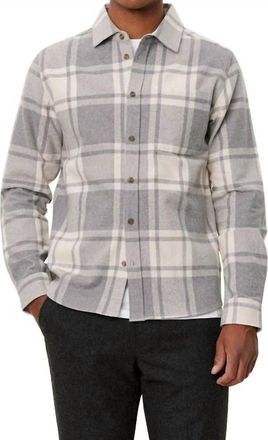 Les Deux Jeremy Flannel Short Sleeve Button Down Shirt In Snow & Light Grey Melange