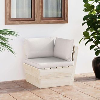 vidaXL Divano Angolare da Giardino su Pallet e Cuscini Legno di Abete - Vidaxl