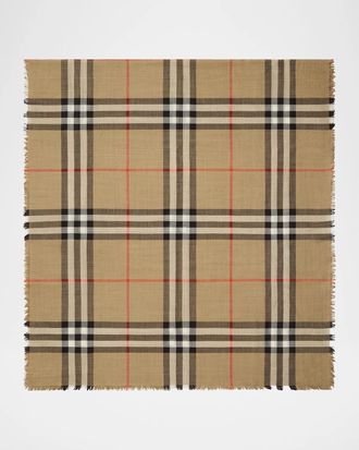 Burberry Reversible Check Wool-Silk Scarf