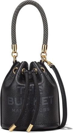 Marc Jacobs mini logo-embellished drawstring bucket bag - women - Leather - One Size - Black