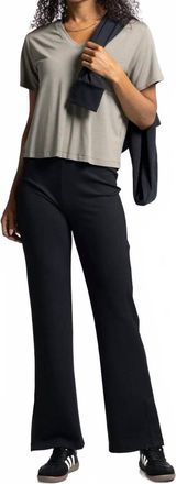 Thread & Supply Izzy Elastic Waistband Pants In Black Rib - Hoc Winter