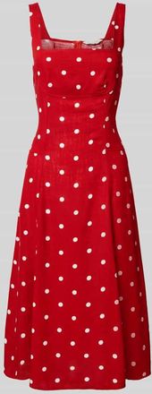 Apricot Midikleid mit Leinen-Anteil und Karree-Ausschnitt in Rot, Gr&ouml;&szlig;e XS
