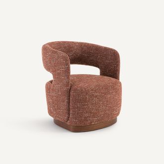 AM.PM Draaifauteuil met walnoten onderstel, stof met structuur, Jesper