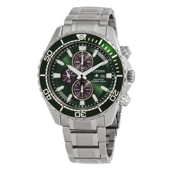 Citizen Promaster Dive Chronograph Eco-Drive Green Dial Mens Watch CA0820-50X