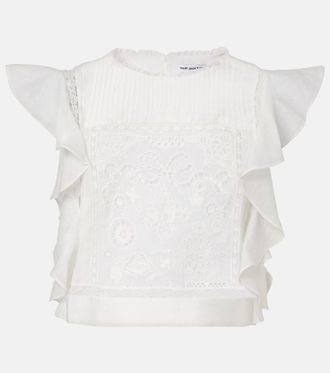 Self Portrait Embroidered ruffled top