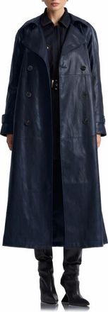 Avec Les Filles Oversize Raglan Faux Leather Trench Coat in Midnight at Nordstrom, Size X-Large