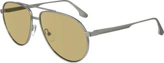 Victoria Beckham Sunglasses Aviator Full Rim, Silver Frame And Brown Lens
