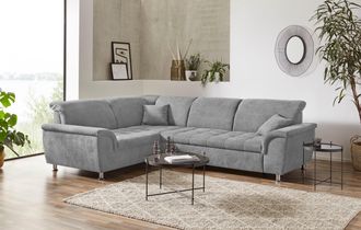 Domo Collection Ecksofa »Franzi, zeitlos und elegant, moderne Sitzheftung, L-Form« wahlweise mit Kopfteilverstellung (dann Breite: 275 cm)
