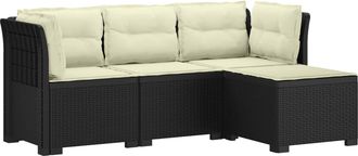 vidaXL Sof&aacute; De Jard&iacute;n Para 4 Personas Con Cojines Y Dise&ntilde;o De Rattan Vidaxl