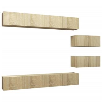 Berkfield Home 6 Piece TV Cabinet Set Sonoma Oak Engineered Wood in Light Tan