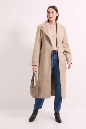 Wallis Womens Principles by Single Button Twill Coat - Taupe Viscose - Size 14 UK