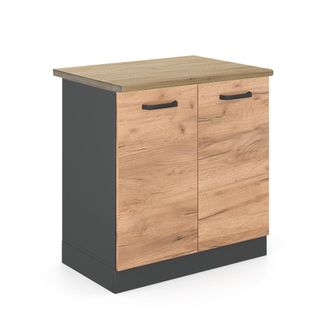 Vicco Armario Bajo Para Fregadero R-line, Roble Dorado, 80 Cm, Et Roble